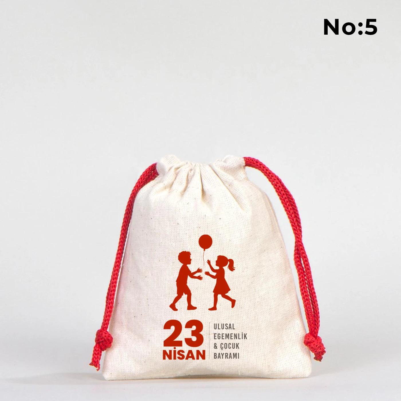 10x13 Kırmızı İpli Bez Kese – 23 Nisan Hediyesi