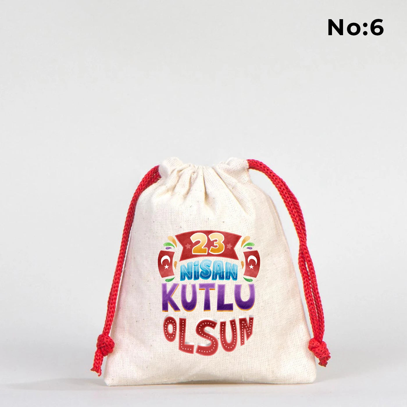 10x13 Kırmızı İpli Bez Kese – 23 Nisan Hediyesi
