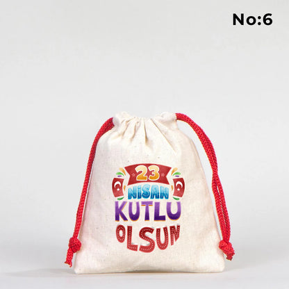 10x13 Kırmızı İpli Bez Kese – 23 Nisan Hediyesi