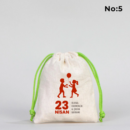10x13 Yeşil İpli Bez Kese – 23 Nisan Hediyesi