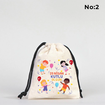 10x13 Siyah İpli Bez Kese – 23 Nisan Hediyesi