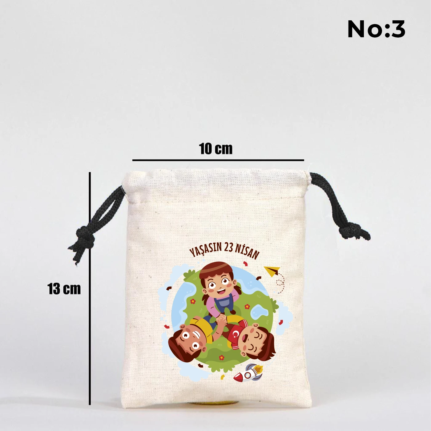10x13 Siyah İpli Bez Kese – 23 Nisan Hediyesi