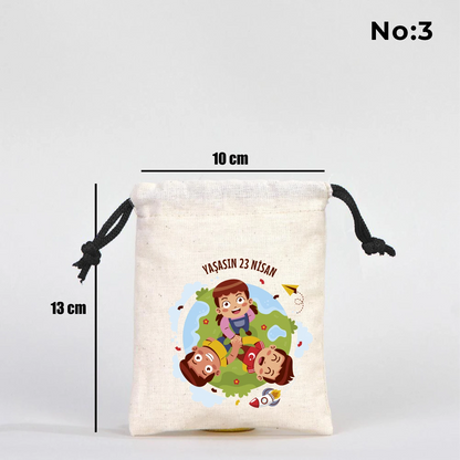 10x13 Siyah İpli Bez Kese – 23 Nisan Hediyesi