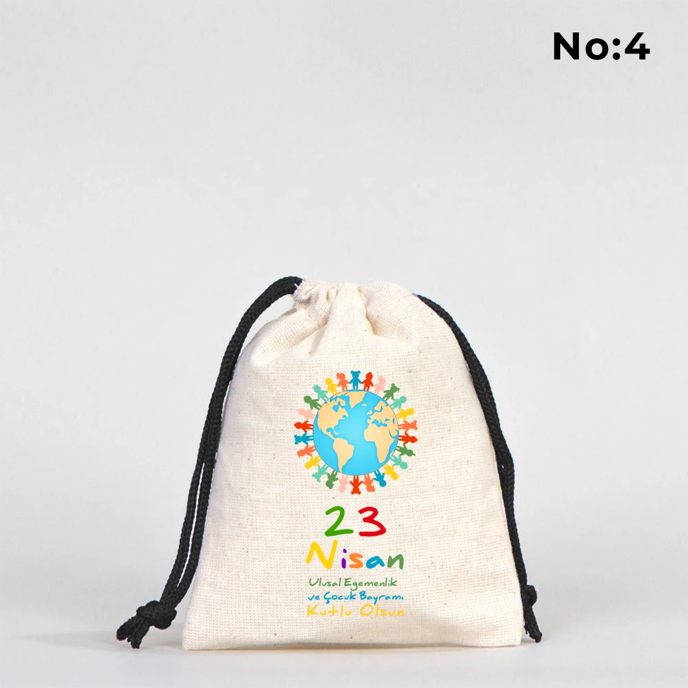 10x13 Siyah İpli Bez Kese – 23 Nisan Hediyesi