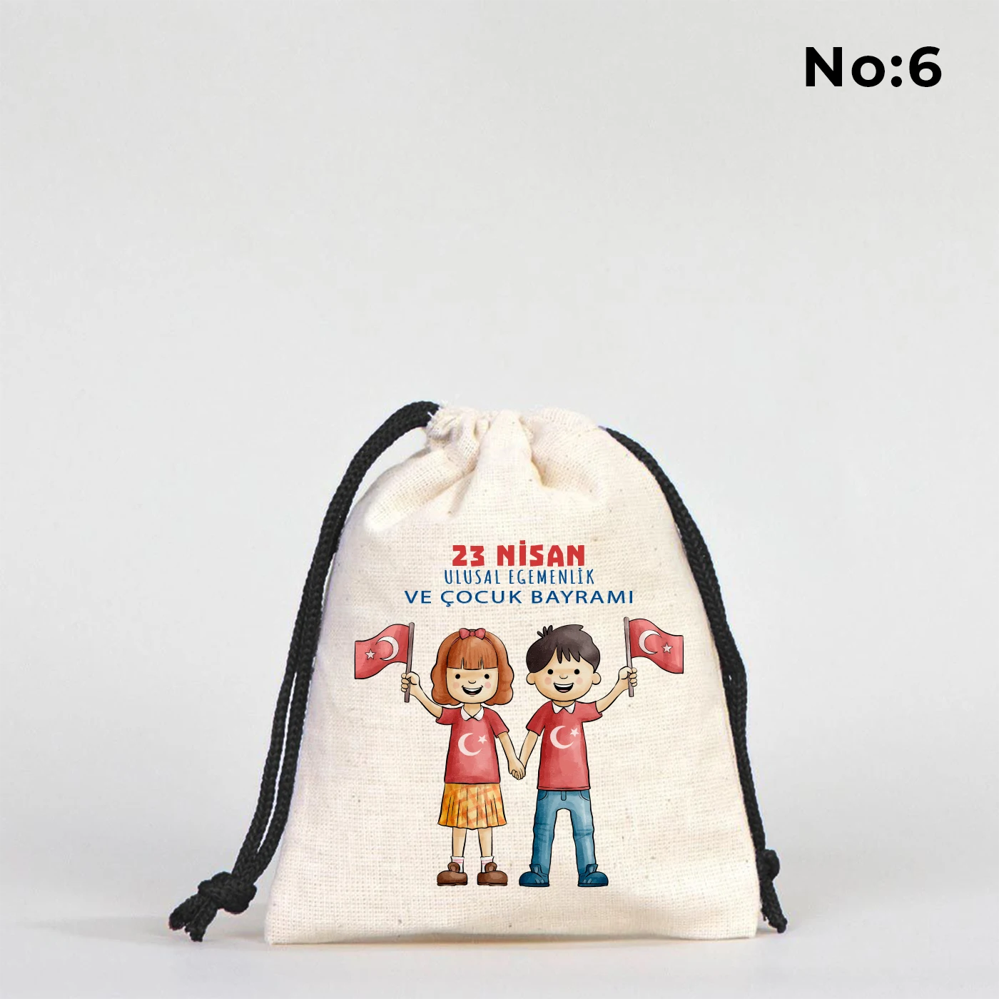 10x13 Siyah İpli Bez Kese – 23 Nisan Hediyesi