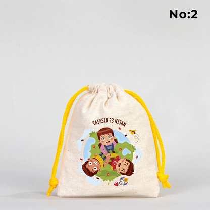 10x13 Sarı İpli Bez Kese – 23 Nisan Hediyesi