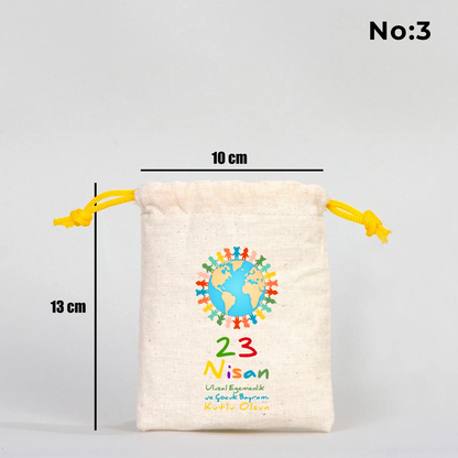 10x13 Sarı İpli Bez Kese – 23 Nisan Hediyesi