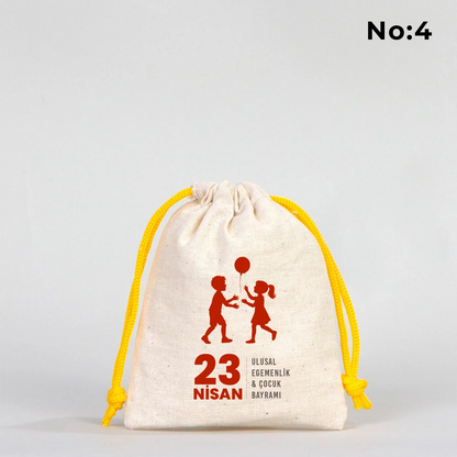 10x13 Sarı İpli Bez Kese – 23 Nisan Hediyesi