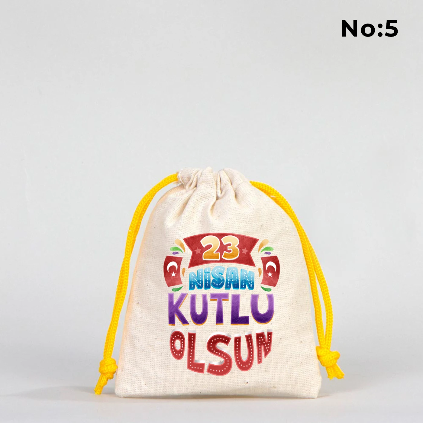 10x13 Sarı İpli Bez Kese – 23 Nisan Hediyesi