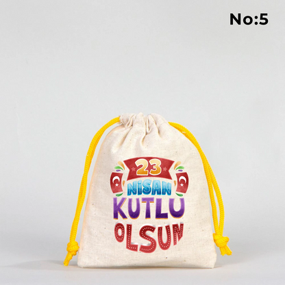 10x13 Sarı İpli Bez Kese – 23 Nisan Hediyesi