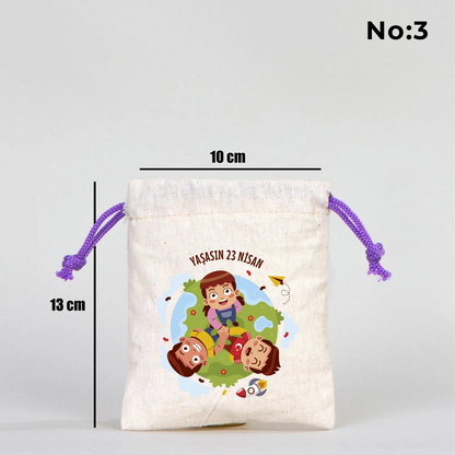 10x13 Mor İpli Bez Kese – 23 Nisan Hediyesi