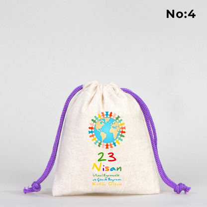 10x13 Mor İpli Bez Kese – 23 Nisan Hediyesi