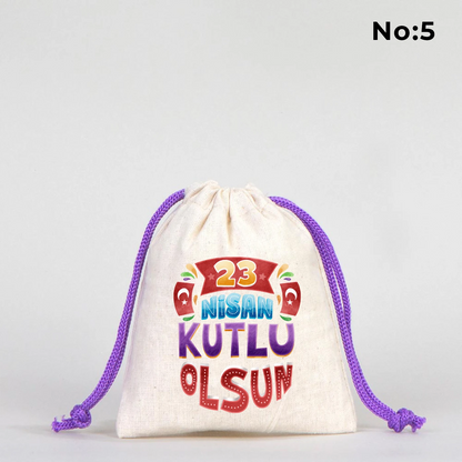 10x13 Mor İpli Bez Kese – 23 Nisan Hediyesi
