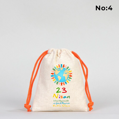 10x13 Turuncu İpli Bez Kese – 23 Nisan Hediyesi