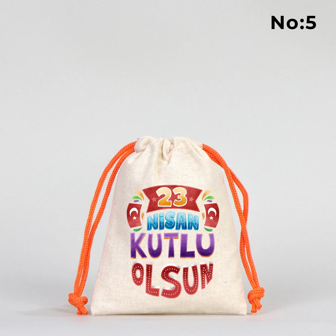 10x13 Turuncu İpli Bez Kese – 23 Nisan Hediyesi