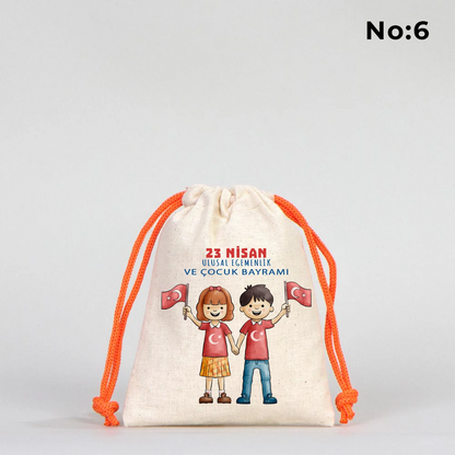 10x13 Turuncu İpli Bez Kese – 23 Nisan Hediyesi