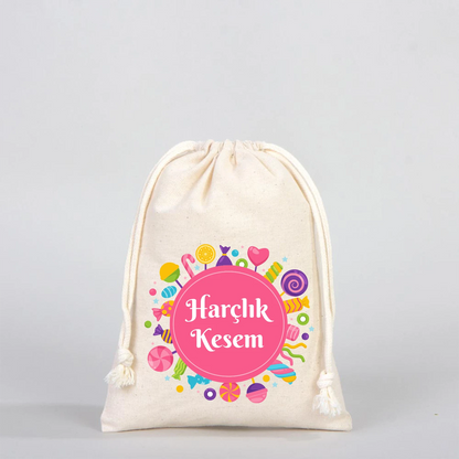 15x20 cm Bez Kese - Bayram Harçlık Kesesi