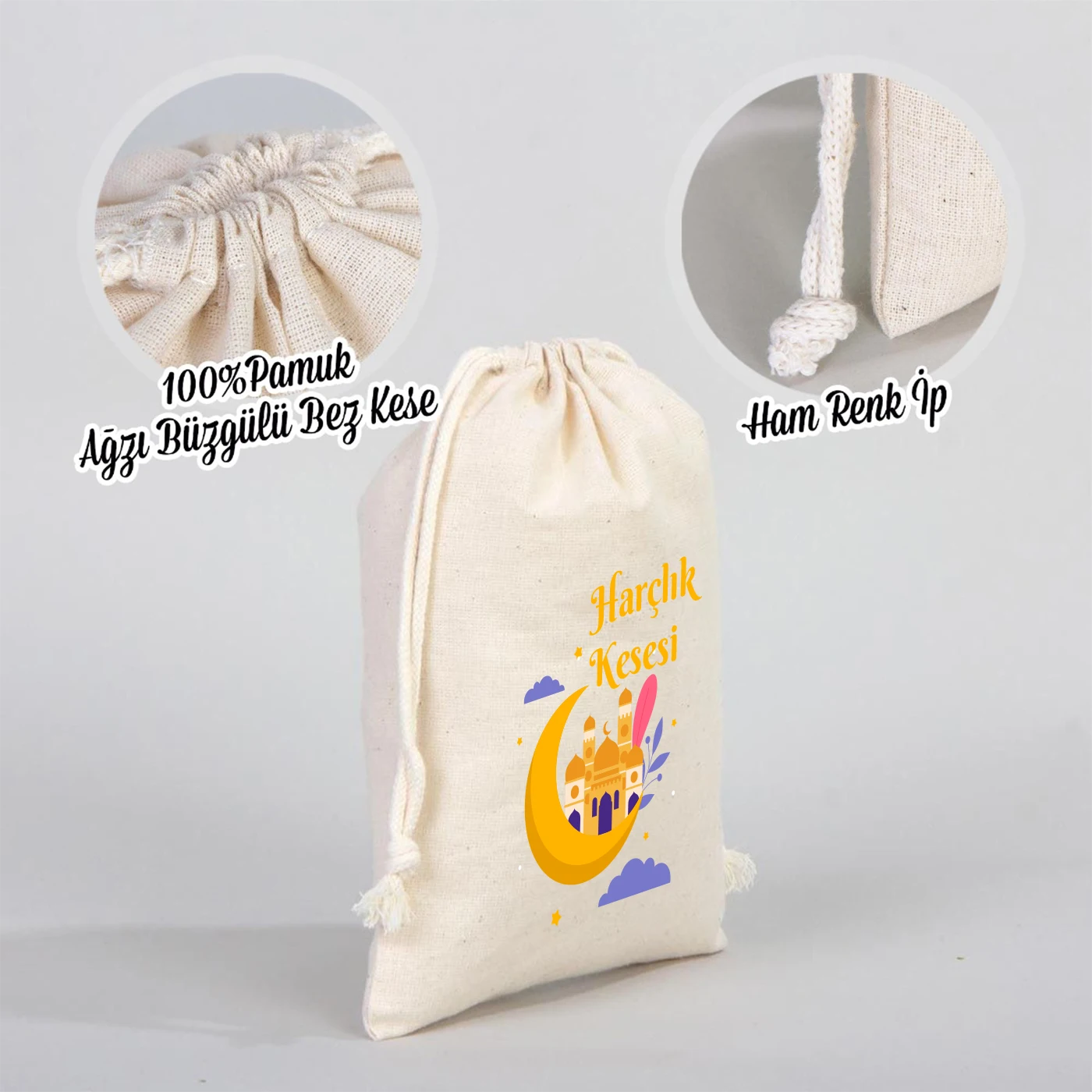 15x20 cm Bez Kese - Bayram Harçlık Kesesi