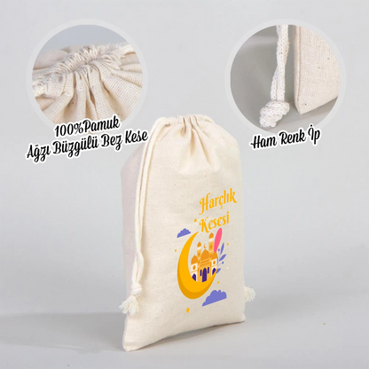 15x20 cm Bez Kese - Bayram Harçlık Kesesi