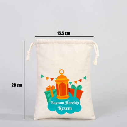 15x20 cm Bez Kese - Bayram Harçlık Kesesi