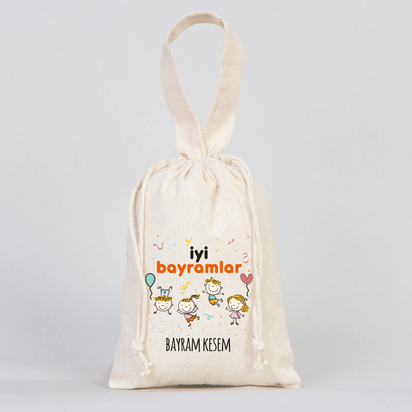 15x20 Bez Kese Tek Tutma Kısa Kulp - Bayram Harçlık Kesesi