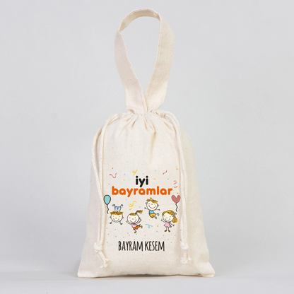 15x20 Bez Kese Tek Tutma Kısa Kulp - Bayram Harçlık Kesesi