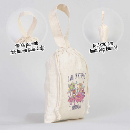 15x20 Bez Kese Tek Tutma Kısa Kulp - Bayram Harçlık Kesesi