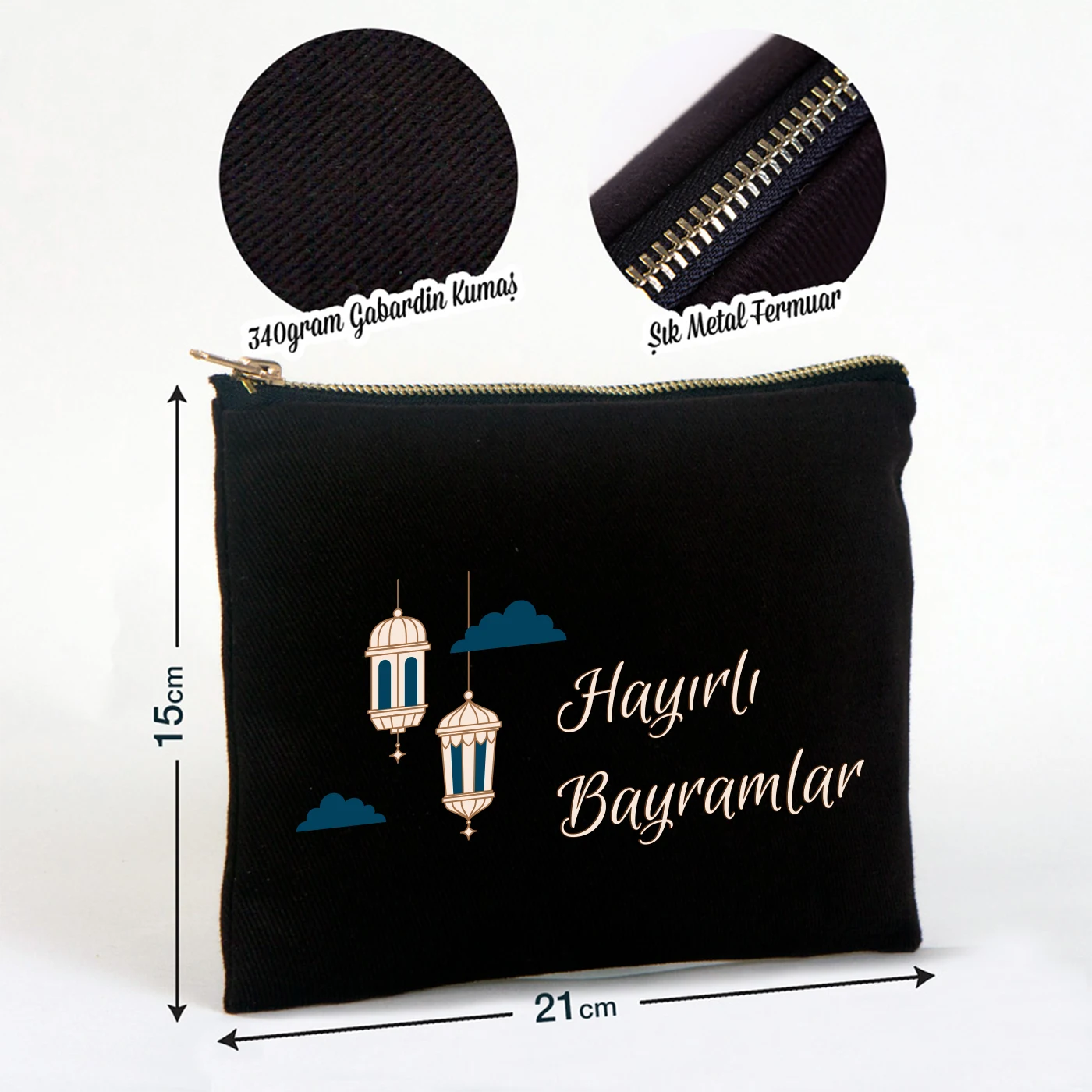 21x15 cm Siyah Star Clutch - Bayram Kesesi Hediyelik