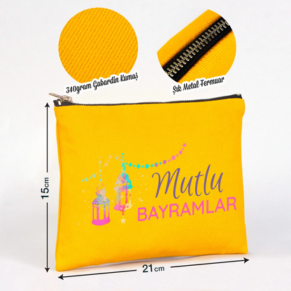21x15 cm Sarı Star Clutch  - Bayram Harçlık Cüzdanı