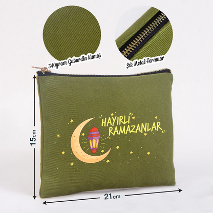 21x15 cm Yeşil Star Clutch - Bayram Harçlık Cüzdanı