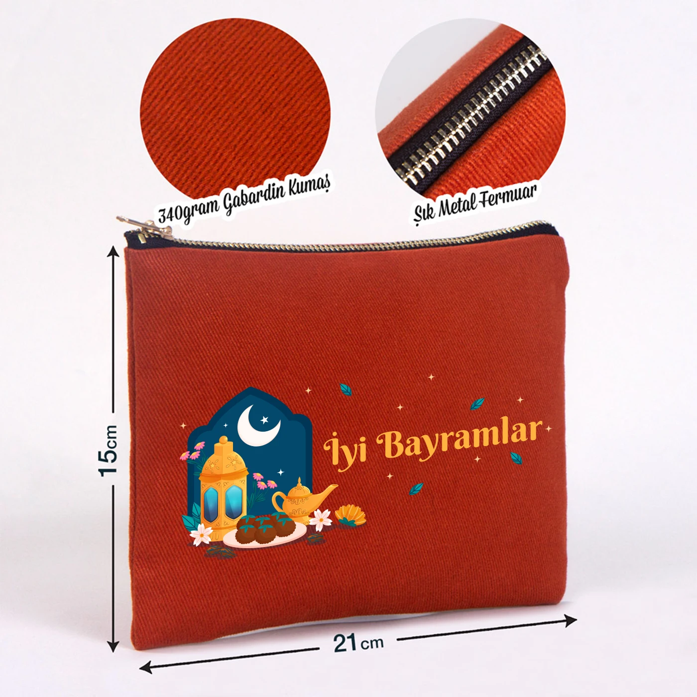 21x15 cm Kiremit Star Clutch - Bayram Harçlık Cüzdanı