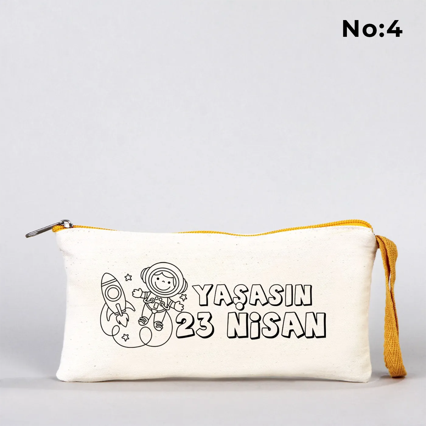 Boyanabilir bez kalemlik sarı fermuarlı 21x10 cm - bayram hediyesi