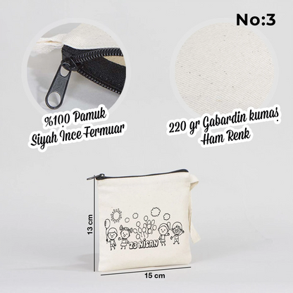 Boyanabilir 15x13 cm Clutch Astarsız Çanta - 23 Nisan Hediyelik