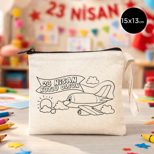 Boyanabilir 15x13 cm Clutch Astarsız Çanta - 23 Nisan Hediyelik