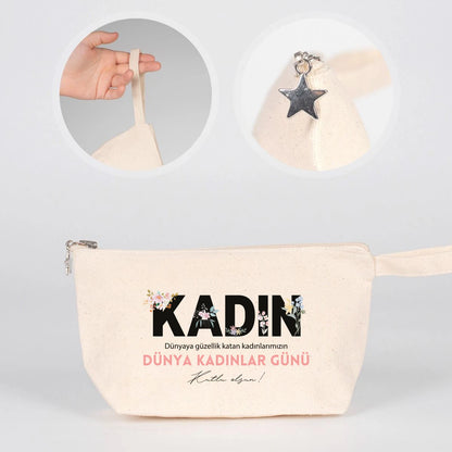 22x12x5 cm Körüklü Kanvas Kalemlik - Kadınlar Günü Hediyesi