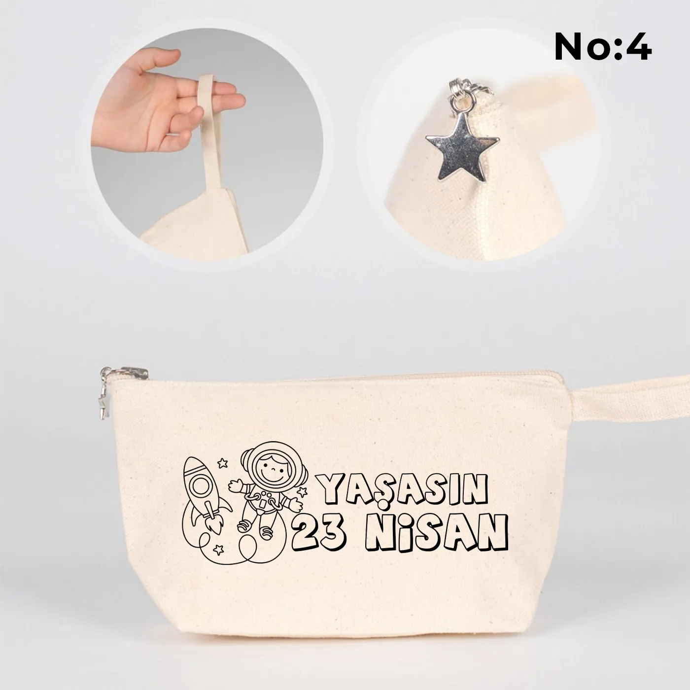 Boyanabilir körüklü kanvas kalemlik 22x12x5 cm, 23 Nisan hediyesi