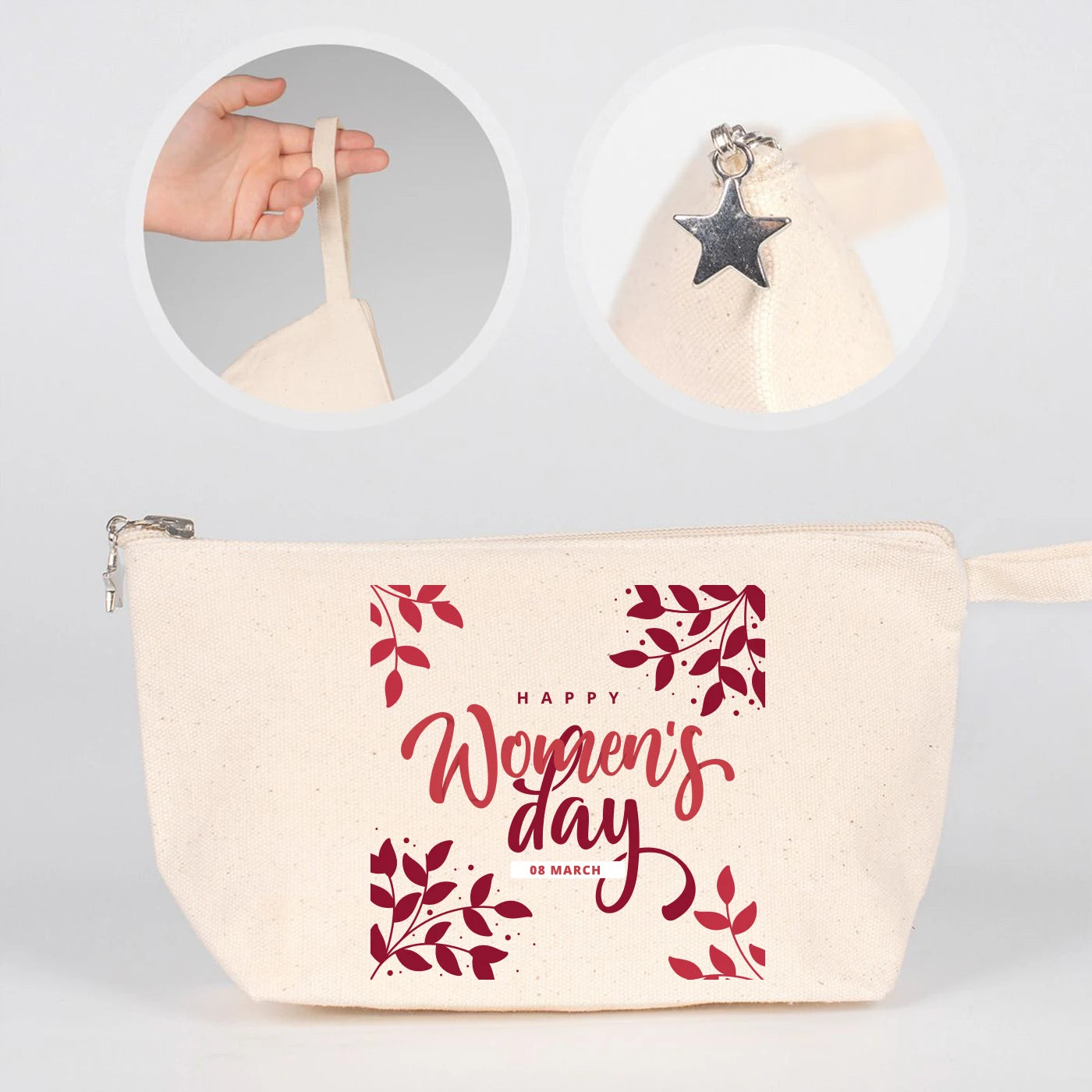 25x15x6 cm Körüklü Kanvas Clutch Çanta – Kadınlar Günü Hediyesi