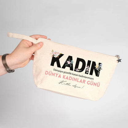 25x15x6 cm Körüklü Kanvas Clutch Çanta – Kadınlar Günü Hediyesi