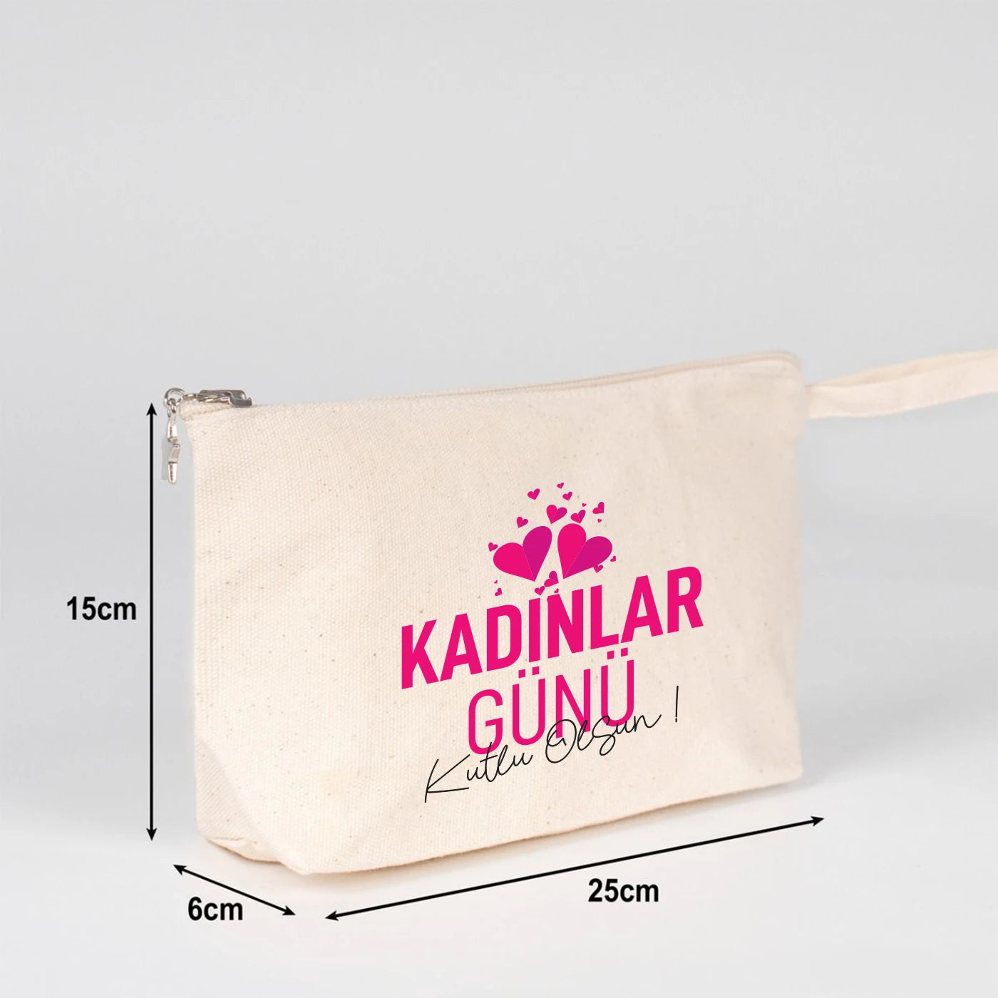 25x15x6 cm Körüklü Kanvas Clutch Çanta – Kadınlar Günü Hediyesi