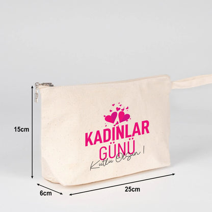 25x15x6 cm Körüklü Kanvas Clutch Çanta – Kadınlar Günü Hediyesi