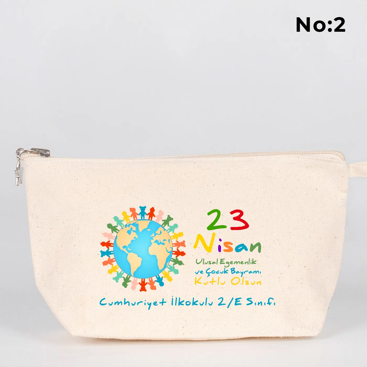Körüklü kanvas clutch çanta ön görünüm - özelleştirilebilir baskı
