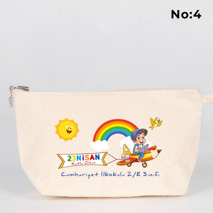 Körüklü kanvas clutch çanta ön görünüm - özelleştirilebilir baskı