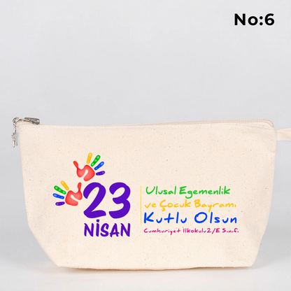 Körüklü kanvas clutch çanta ön görünüm - özelleştirilebilir baskı