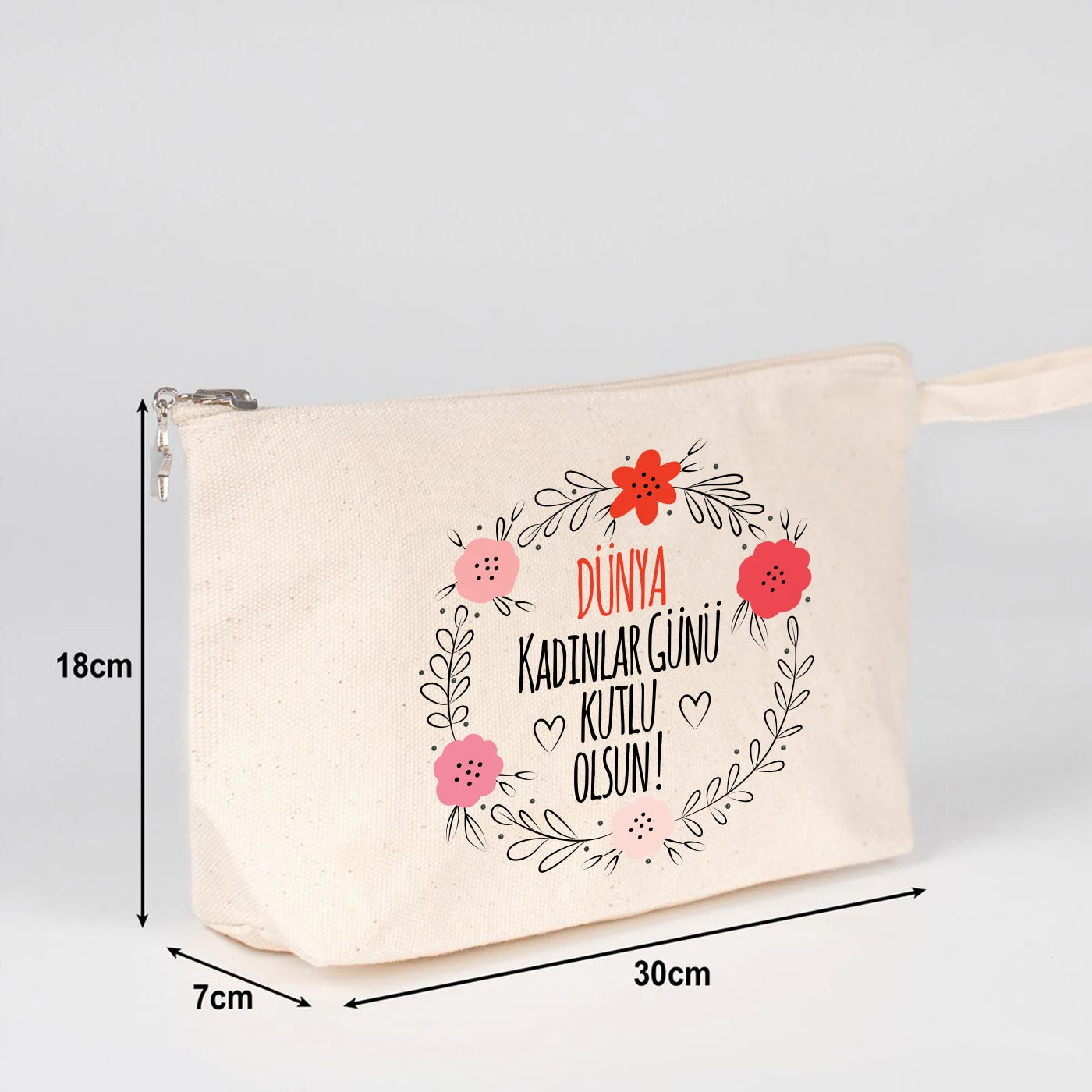 30x18x7 cm Kanvas Kalemlik Körüklü - Kadınlar Günü Hediyesi