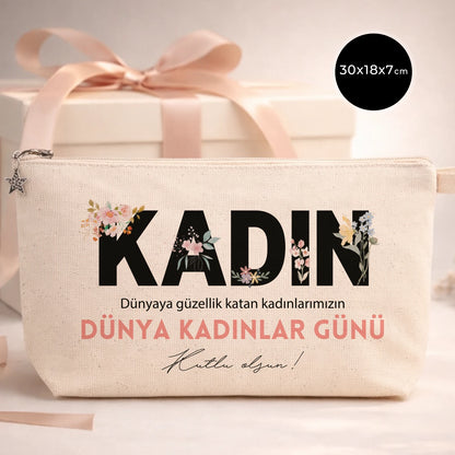 30x18x7 cm Kanvas Kalemlik Körüklü - Kadınlar Günü Hediyesi