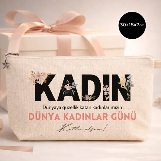 30x18x7 cm Kanvas Kalemlik Körüklü - Kadınlar Günü Hediyesi