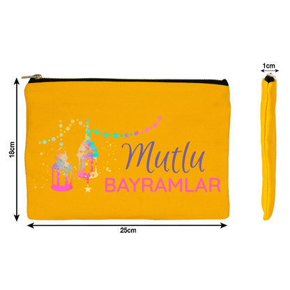 25x18 cm Sarı Metal Fermuarlı Kalemlik - Harçlık & Şeker Kesesi