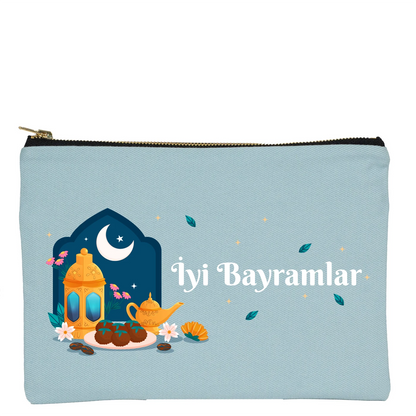 25x18 cm Açık Mavi Metal Fermuarlı Kalemlik - Harçlık & Şeker Kesesi