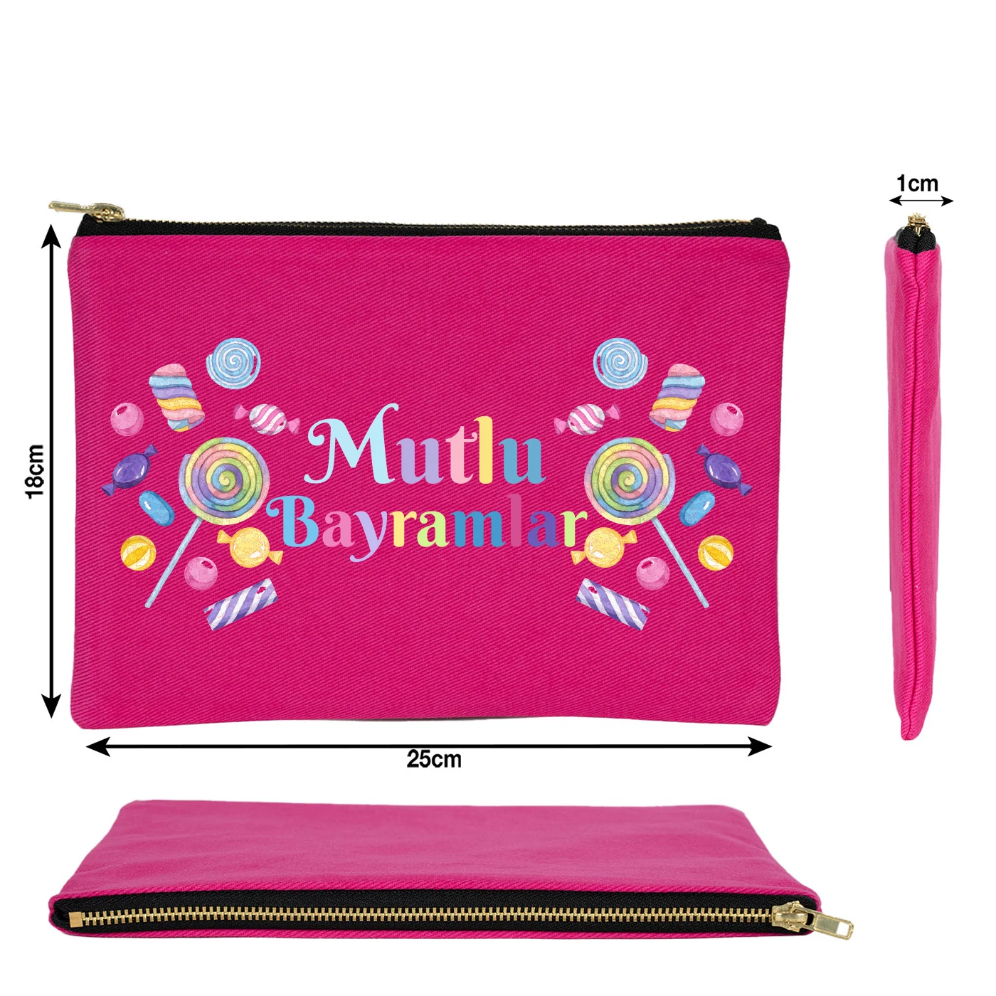 25x18 cm Fuşya Metal Fermuarlı Kalemlik - Harçlık & Şeker Kesesi