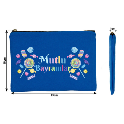 25x18 cm Saks Mavi Metal Fermuarlı Kalemlik - Harçlık & Şeker Kesesi